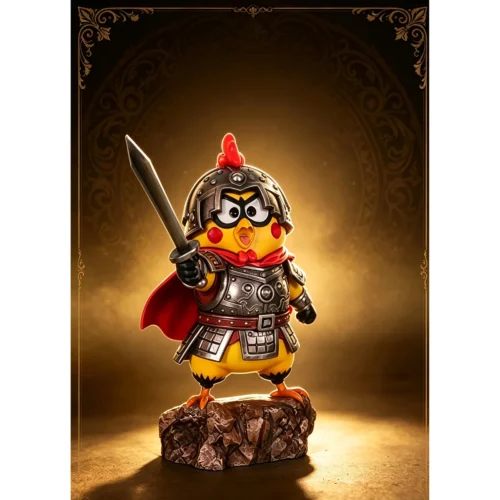 "M3 Kun Kun Ji General Kun Chibi statue. Playful meme art toy collectible, unique Q-version design, humorous chicken motif, intricate details."