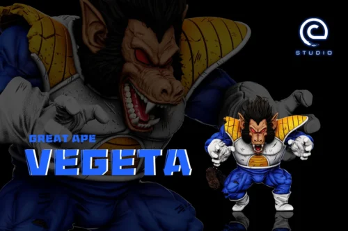 Iconic Dragon Ball Great Ape Vegeta statue gallery, highlighting its destructive power unleashed and finely sculpted details from various dynamic angles.