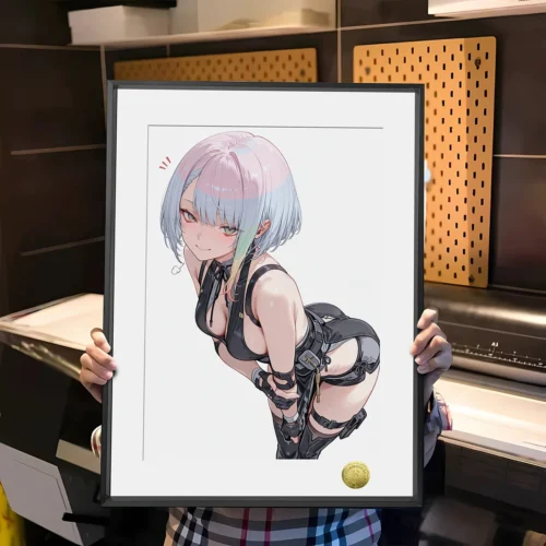 "Vibrant Wuthering Waves Cyberpunk art print featuring Lucy in a futuristic fusion style. Exclusive limited edition fan art decorative painting."