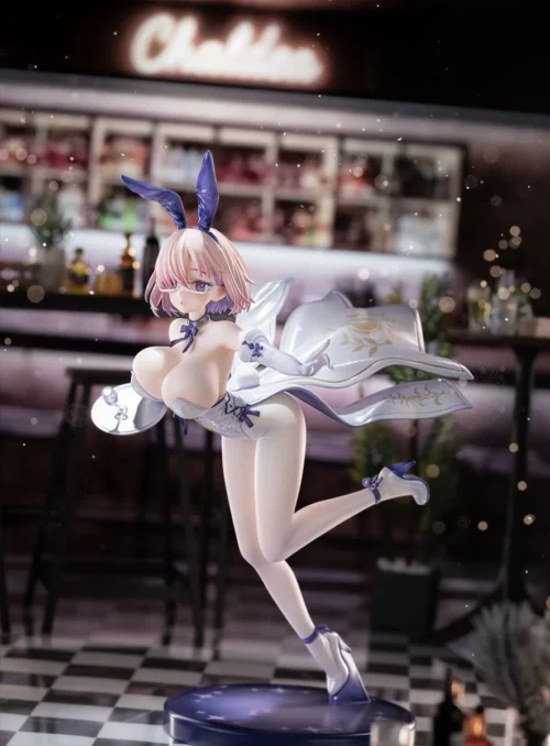 "Exclusive 1/7 Mash Kyrielight Bunny Ver. FGO statue, a limited edition figure showcasing her dynamic, seductive pose with premium detail."