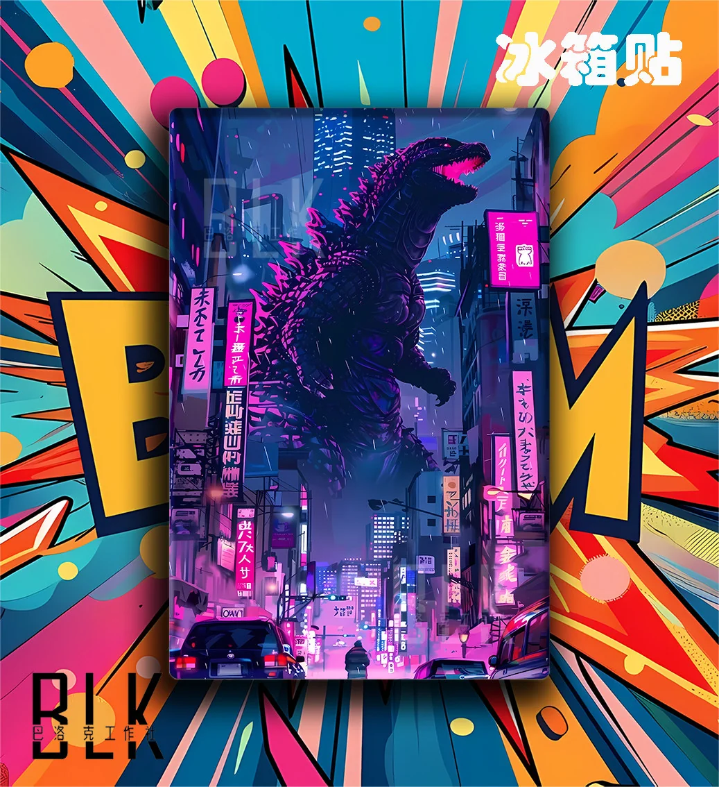 "Gallery views of the premium framed Baroque Godzilla art, highlighting its unique, dramatic classical-kaiju blend and intricate details."