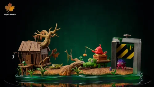 "Limited edition MapleStory Swamp Land Diorama resin statue by Maple-Studio, showcasing vibrant, whimsical monsters in a detailed swamp scene."