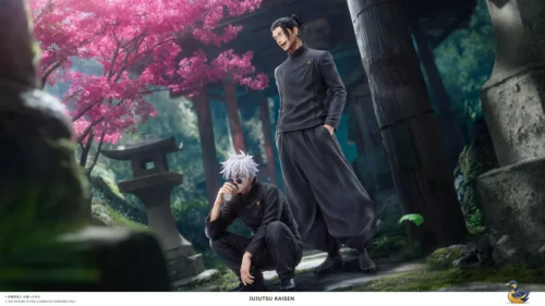 "Premium 1/6 scale Jujutsu Kaisen Gojo Satoru and Geto Suguru best friends statue, capturing their dynamic bond and power in high detail."