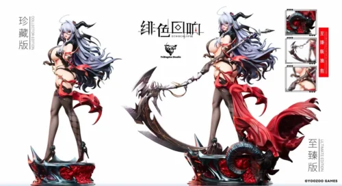 "Officially licensed Demonica - Scarlet Echoes 1/4 scale statue. Powerful female character, intricate gothic design, dynamic pose. Premium collectible."