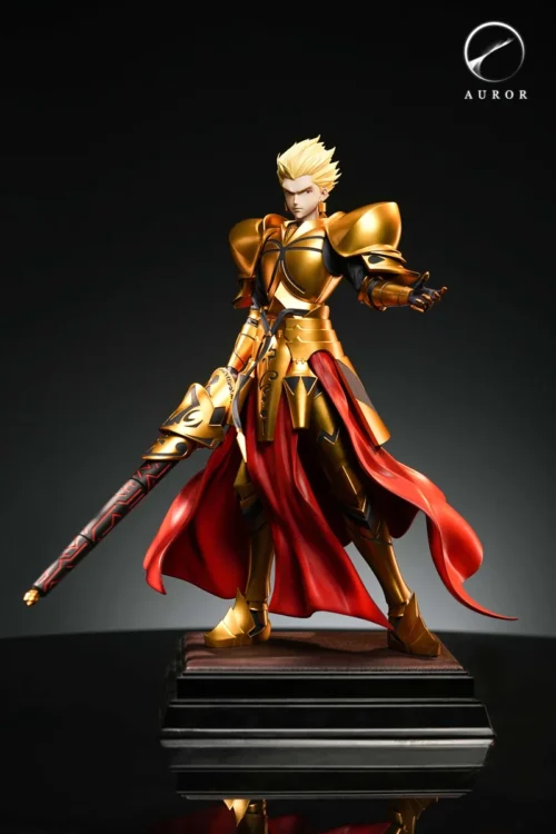 "Ultra-Limited Edition 1/6 scale Archer Gilgamesh statue. Dynamic golden king in heroic stance, commanding the opulent Gate of Babylon."