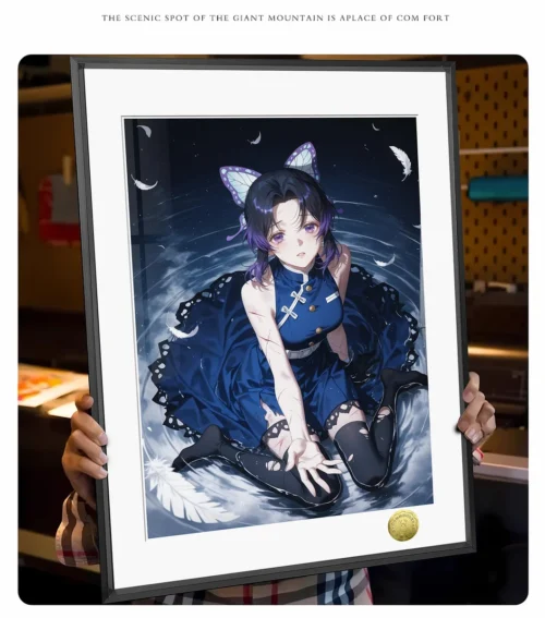 "Tender Shinobu Kocho decorative painting by Huang Gua Studio. This exclusive Demon Slayer Shinobu Kocho Art Decor showcases soft, unique artistic."