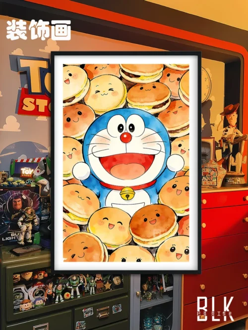 "Doraemon Dorayaki Baroque art decorative painting showcasing a unique blend of classic artistry and whimsical design, perfect for premium home decor."