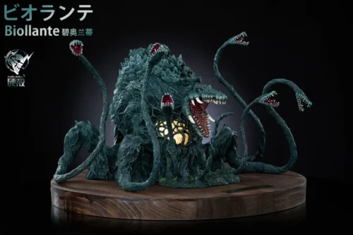 "Premium limited edition Biollante Godzilla resin statue showcasing intricate organic details and dynamic LED lighting illuminating its terrifying."