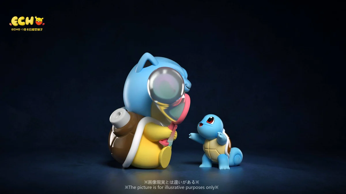 "Pikachu Kanto Starters Evolution Cosplay figures by ECHO Studio, showing Pikachu as Venusaur, Charizard, Blastoise with unique details."