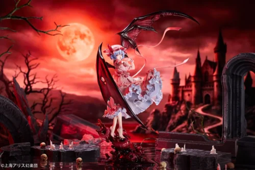 "Remilia Scarlet Touhou Project official statue by Novel Stel Studio, featuring her gothic vampiric majesty, dynamic pose, and intricate sculpting."