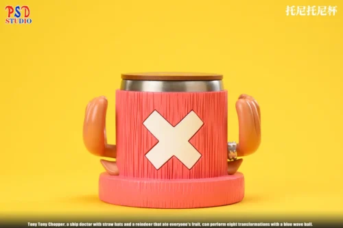 "Premium PSD STUDIO One Piece Chopper Hat Mug resin statue. Meticulously sculpted iconic pink hat details, a collectible drinkware."