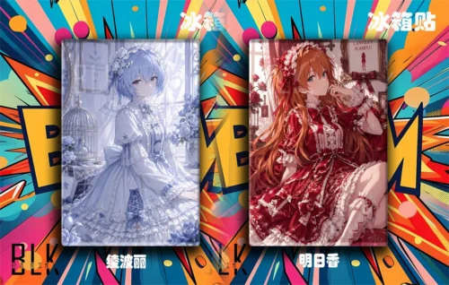 "Baroque Lolita EVA Asuka and Rei decorative painting, showcasing unique gothic elegance and intricate details for Neon Genesis Evangelion fans."