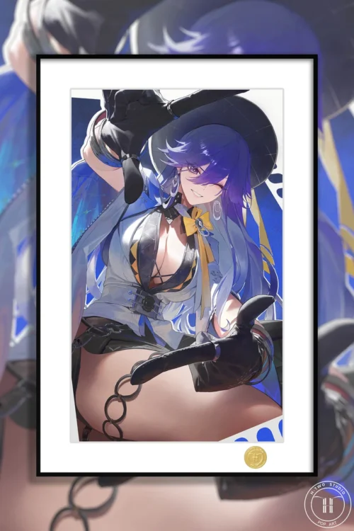 "Limited Edition Wuthering Waves Loselia art print by H-TWO Studio, showcasing a dynamic anime character in a premium modern frame."
