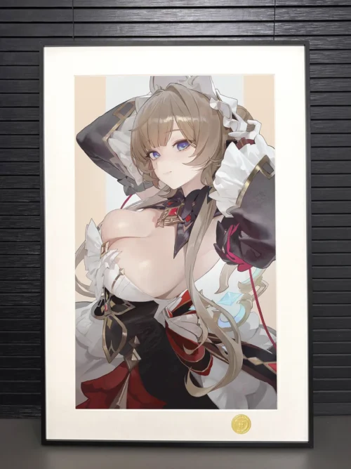 Detailed view of the limited edition Genshin Impact Sandonne premium decorative painting, showcasing the elegant frame and the artwork's vibrant.