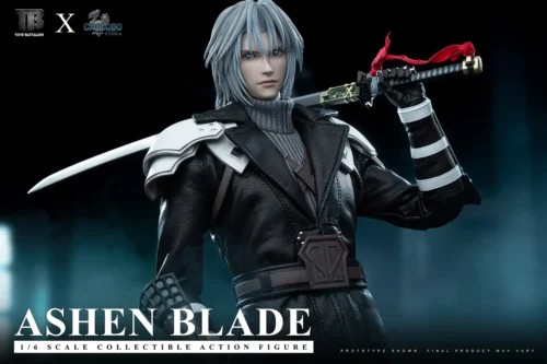 "Detailed views of the premium 1/6 Young Sephiroth Ashen Blade figure. Highlights intricate sculpt, articulation, and dynamic customizable poses."