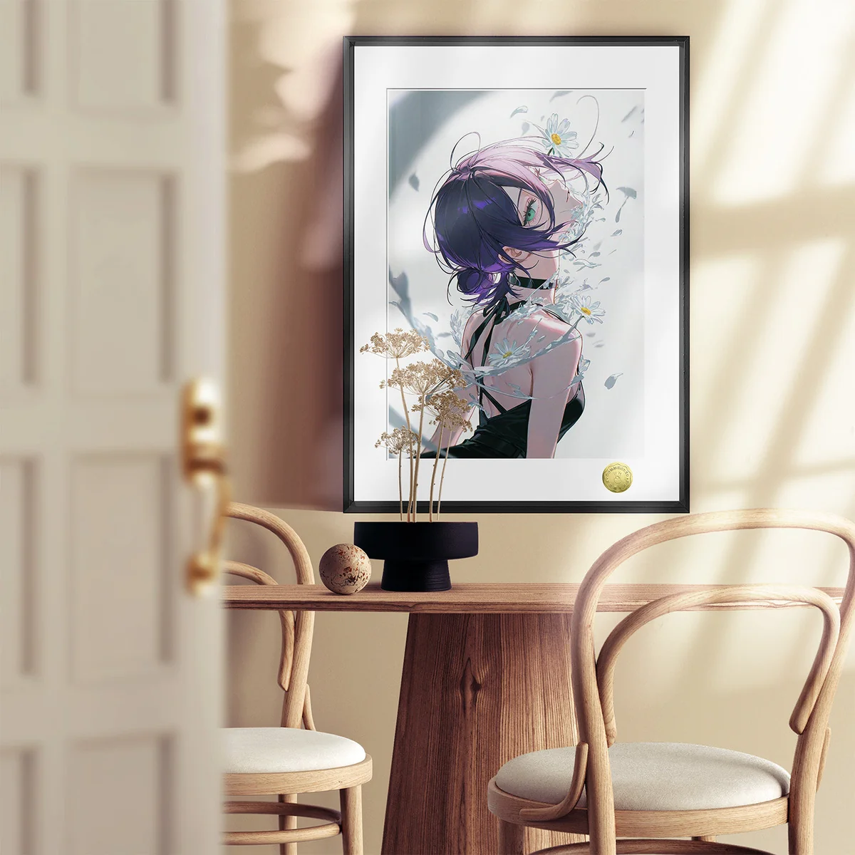 "Exclusive Chainsaw Man Reze Seventh Bomb decorative painting. This premium A3/4K anime art print by Huang Gua Studio showcases dynamic Reze's elegant."