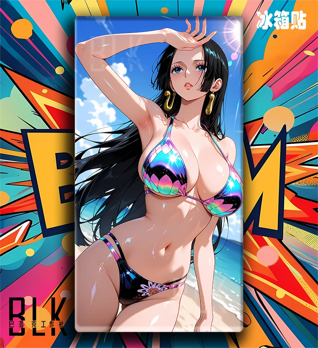 "Close-up of the elegant Boa Hancock swimsuit decorative painting, showcasing the premium Baroque-style frame and artistic details of her captivating."