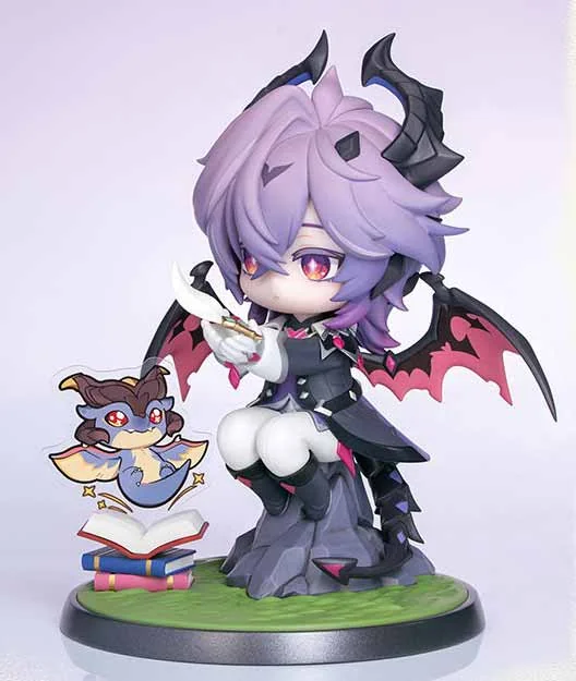 "Authentic Genshin Impact Durin Q-version figure. See playful chibi Durin statue from multiple angles, highlighting intricate floral details."