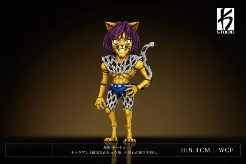 "WCF Cheetu Hunter x Hunter figure by KS Studio, captured from a dynamic angle, highlighting Kite's iconic design, detailed weapon, and intricate sculpt."