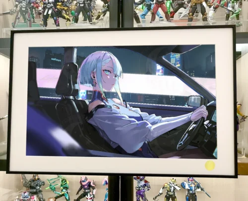 "Limited edition Cyberpunk Edgerunners Lucy print by Xingkong Studio, showcasing its evocative starry-sky art and premium framed details."
