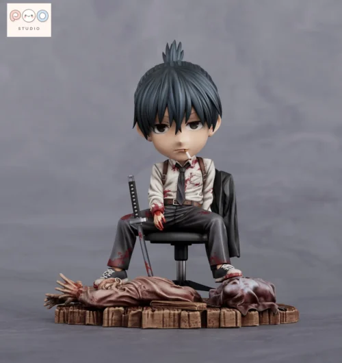 Playful Q-Version Aki Hayakawa resin statue, a super adorable Chainsaw Man figure for your desk display with charming details.