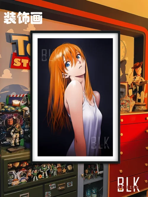 "Evangelion Asuka Baroque Everyday Decorative Painting. A premium print depicting Asuka in a serene, artistic pose, emphasizing its unique."