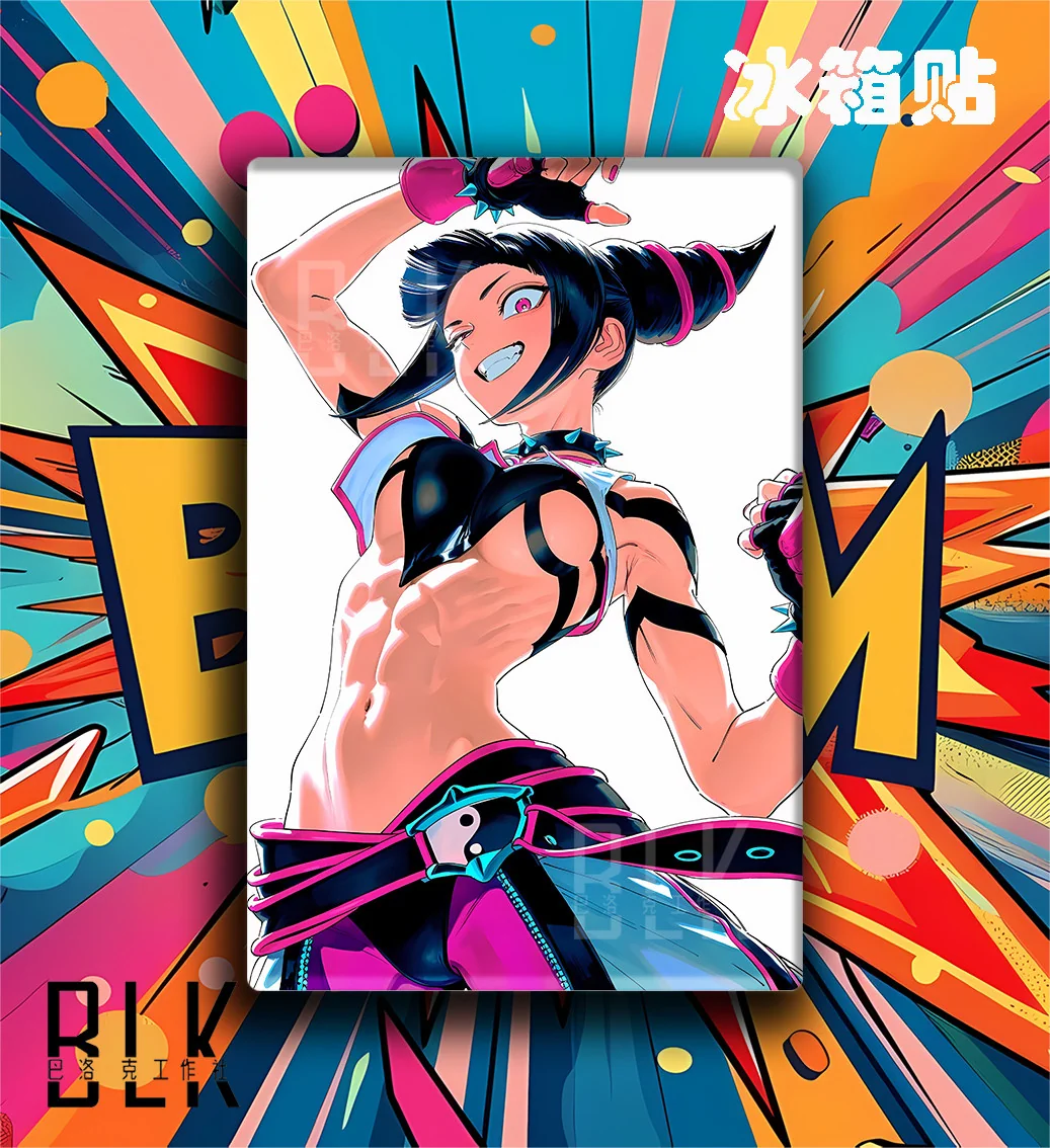 "Vibrant Juri Han Street Fighter painting gallery, showcasing dynamic artwork from multiple angles and intricate character details with Baroque flair."