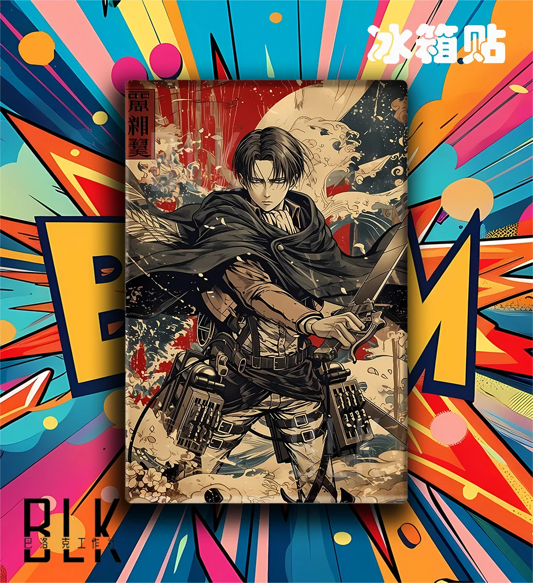 "Exclusive Levi Ackerman Japanese Baroque painting detail, showing intricate traditional attire and elegant frame. Dynamic Attack on Titan art."