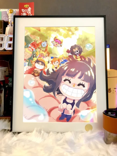 "Detailed views of the hand-numbered, museum-quality Robin & Saul Starry Sky One Piece art print, showcasing the dramatic cosmic farewell scene."