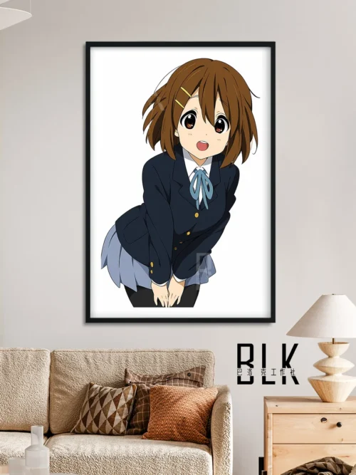 "Experience the premium K-ON! Yui Hirasawa decorative painting in detail, with multiple angles showcasing its Baroque elegance and vibrant character."