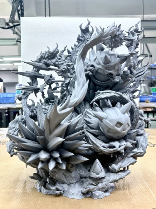 "Detailed views of the Illuminated Snorunt Evolution Line LED Resin Statue, highlighting Snorunt, Glalie, Froslass, and dynamic ice effects."