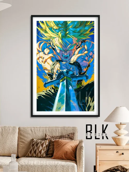 "Dynamic Super Saiyan Trunks Decorative Painting gallery. Premium Baroque wall art showcasing vibrant details and opulent frame from various angles."