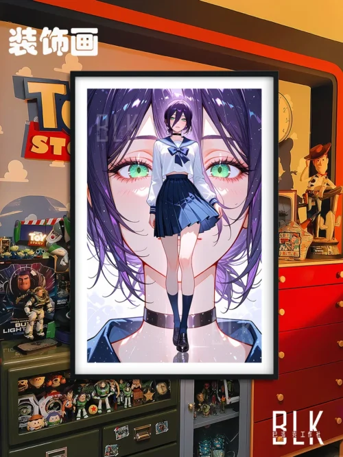 "Premium Baroque Chainsaw Man Reze decorative painting, featuring Reze in a dramatic, elegant artistic pose. An exquisite, high-quality art print."