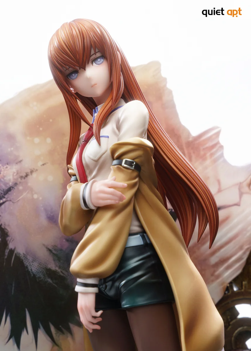 "Ultra-Limited 1/6 Makise Kurisu Steins;Gate PU Resin Statue. Dynamic pose with intricate gears, temporal scientific details."
