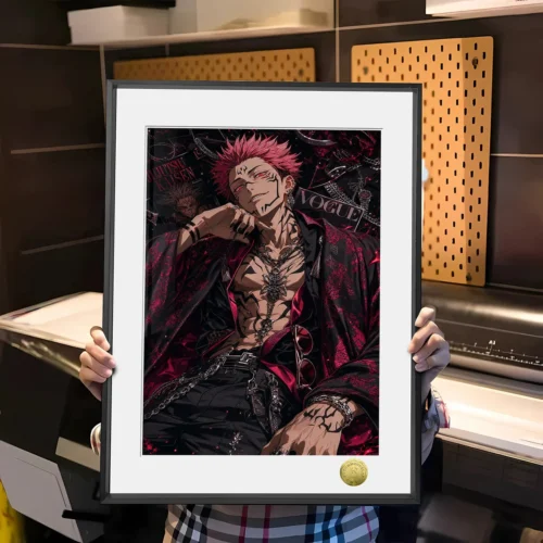 "Dynamic Jujutsu Kaisen Yuji Itadori art print featuring a fierce tiger, vibrant colors, and striking composition. This limited edition, hand-numbered."