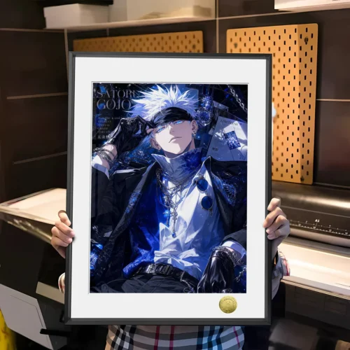 "Limited edition Gojo Satoru decorative painting, vibrantly depicting his iconic power and charisma from Jujutsu Kaisen. Essential JJK fan art."