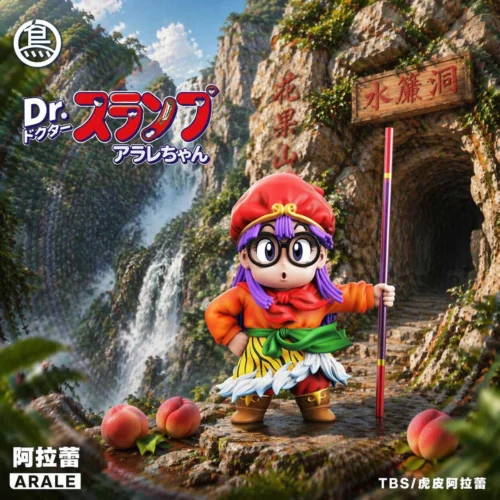 "Playful Chibi Tiger Arale figure from Dr. Slump by TBS Toybirds Studio, showcasing her unique tiger-striped costume and whimsical charm."