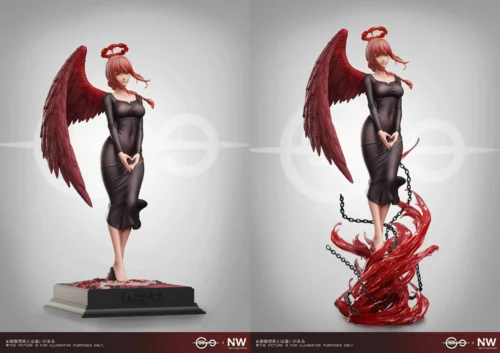 "Limited Edition 1/6 & 1/4 Chainsaw Man Makima dual-form resin statue. Commanding, elegant figure with intricate chains and blood effects."