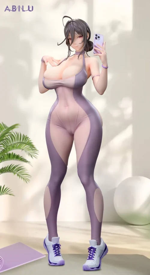 "Officially licensed Kyoka 1/4 scale figure gallery, revealing dynamic pose, alluring yoga attire, and premium interchangeable details from multiple."