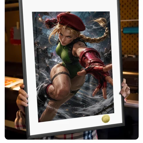 "Dynamic Street Fighter Cammy White decorative painting by Huang Gua Studio, showcasing vibrant, action-packed fan art from multiple angles and close-