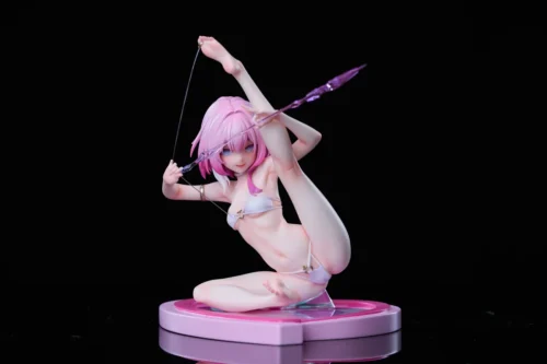 Whimsical 1/6 Little Cyrene Anime Figure by CiYuanZaoWu Studio, showcasing her interchangeable head sculpts and vibrant green botanical base.