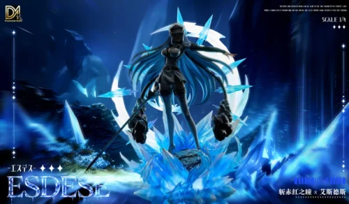 "Esdeath 1/4 LED Resin Statue gallery, showing artist-painted details, dynamic ice queen pose, and intricate translucent ice effects."