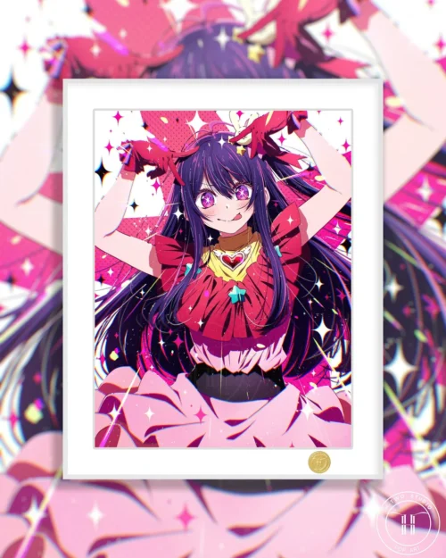 "Exclusive Limited Edition Ai Hoshino decorative painting from Oshi no Ko by H2 Studio, showcasing her vibrant, iconic idol aesthetic and captivating."