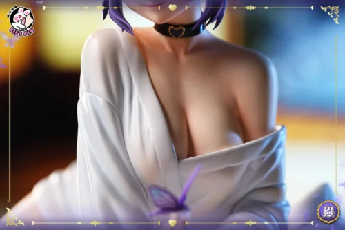 "Multiple angles of the 1/4 Shinobu Kocho Demon Slayer statue, showcasing intricate details and the intimate 'Boyfriend's View' in a serene nighttime."