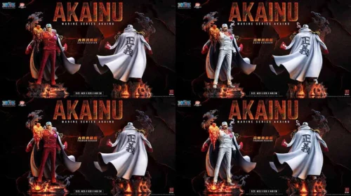 "Stunning official Jimei Palace 1/6 One Piece Akainu resin statue, vividly displaying his powerful magma abilities with dynamic LED lava effects."