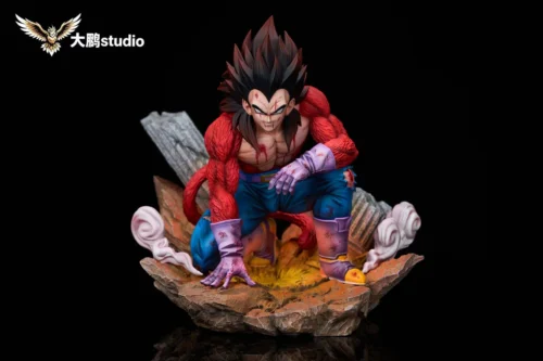 "Exclusive 1/6 scale SSJ4 Vegeta resin statue by Dapeng Studio. Dynamic Super Saiyan 4 Vegeta figure in an intense battle pose with fiery aura."