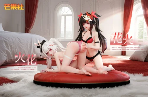 "Exquisite 1/6 Sparkle & Hanabi Honkai Star Rail resin statue, capturing a dynamic twin flowers pose, vibrant colors, and intricate details."