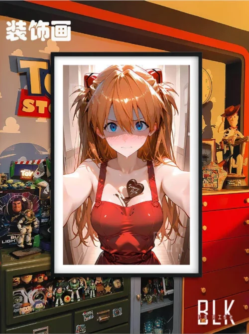 "Stunning Baroque Chocolate Asuka Langley decorative painting showcasing Evangelion's Asuka in a luxurious, dramatic chocolate-themed ensemble."