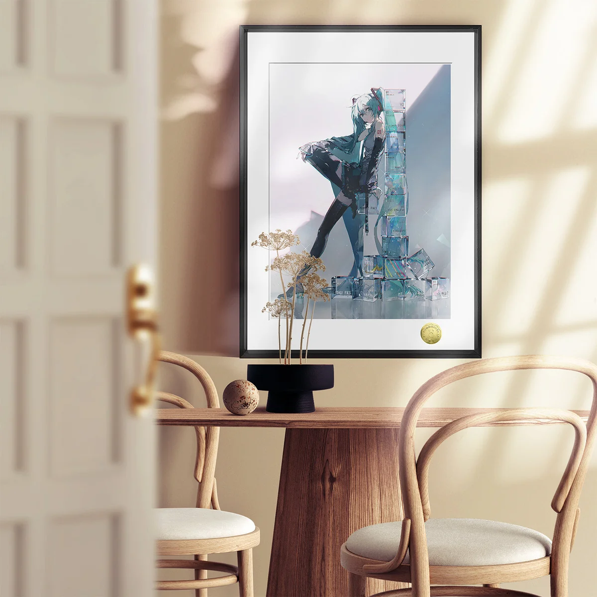 "Vibrant, dynamic Hatsune Miku Third Edition decorative painting details, showcasing its modern artistic style as a limited edition hand-numbered art."