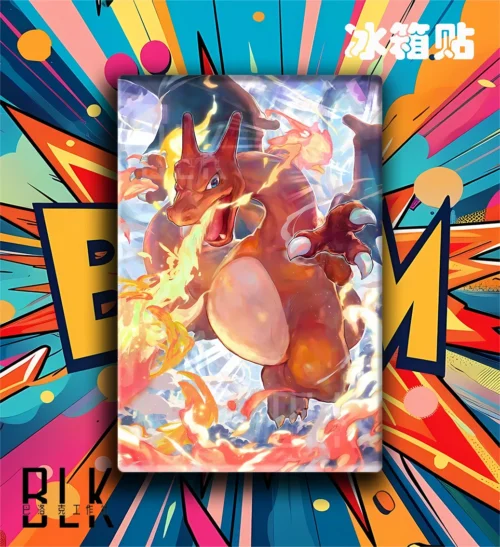 "Multiple views of the Baroque Charizard decorative painting, showcasing its unique art fusion with classical grandeur and fiery Pokémon details."